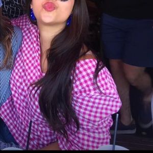 Gingham top with ruffle sleeves